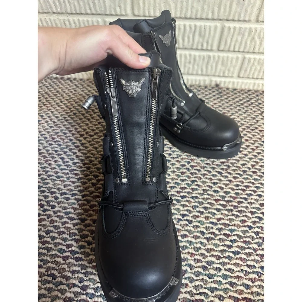 NIB HARLEY DAVIDSON Mens 13 Leather BRAKE LIGHT Riding Boots Biker Moto BLACK